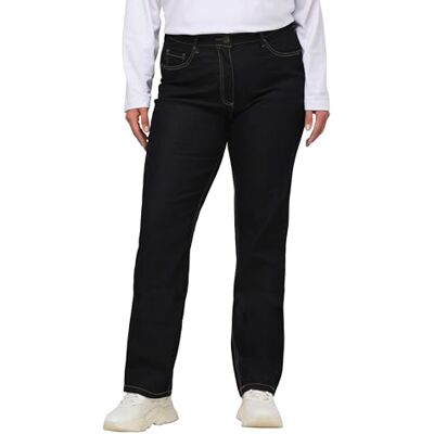Ulla Popken Femme Grandes Tailles Jean Brut Coupe Droite, élastiqué Mandy Bleu foncé 54 702859 93-52 - Publicité Ulla Popken Femme Grandes Tailles Jean Brut Coupe Droite, élastiqué Mandy Bleu foncé 54 702859 93-52 - Publicité