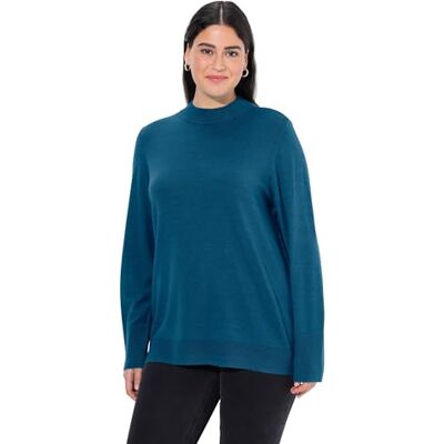 Ulla Popken Pull, Col Montant, Manches Longues, Poignets Côtelés Sweater, Bleu-Vert, 56-58 Femme - Publicité Ulla Popken Pull, Col Montant, Manches Longues, Poignets Côtelés Sweater, Bleu-Vert, 56-58 Femme - Publicité
