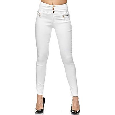 Elara Pantalon Femmes High Waist Jeggings Chunkyrayan 2563-1 Blanc-44 - Publicité Elara Pantalon Femmes High Waist Jeggings Chunkyrayan 2563-1 Blanc-44 - Publicité