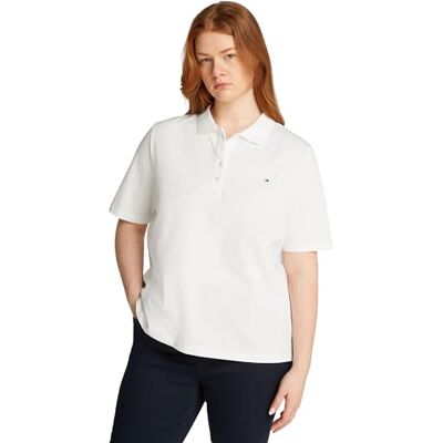 Tommy Hilfiger Polo Manches Courtes Femme Regular Fit, Blanc (Ecru), M - Publicité Tommy Hilfiger Polo Manches Courtes Femme Regular Fit, Blanc (Ecru), M - Publicité