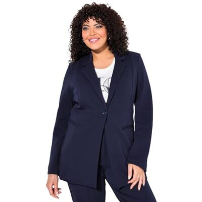 Ulla Popken Blazer Extensible Punto Di Roma pour Femme Ligne A Col à Revers, Marine, 44-46 - Publicité Ulla Popken Blazer Extensible Punto Di Roma pour Femme Ligne A Col à Revers, Marine, 44-46 - Publicité