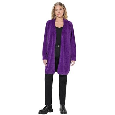 Ulla Popken Femme Grandes Tailles Cardigan Oversize en Maille de Fil Chenille, à col en V, Coupe Ouverte Violet foncé 50+ 835-50+ - Publicité Ulla Popken Femme Grandes Tailles Cardigan Oversize en Maille de Fil Chenille, à col en V, Coupe Ouverte Violet foncé 50+ 835-50+ - Publicité