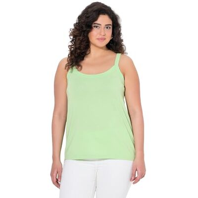 Ulla Popken Débardeur Spaghetti pour Femme Grandes Tailles Grande Taille Col Rond Mélange Modal sans Manches, Vert, 54-56 - Publicité Ulla Popken Débardeur Spaghetti pour Femme Grandes Tailles Grande Taille Col Rond Mélange Modal sans Manches, Vert, 54-56 - Publicité
