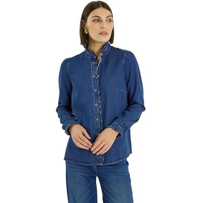Grain de Malice Chemise en Denim à Volants Femme - Publicité Grain de Malice Chemise en Denim à Volants Femme - Publicité