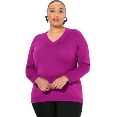 Ulla Popken Pull pour Femme, Grandes Tailles, Grande Taille, col en V, Manches Longues, Tricot Fin Doux, Baie, 48-50 - Publicité Ulla Popken Pull pour Femme, Grandes Tailles, Grande Taille, col en V, Manches Longues, Tricot Fin Doux, Baie, 48-50 - Publicité