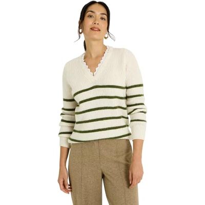 Grain de Malice Pull côtes anglaises col V Femme - Publicité Grain de Malice Pull côtes anglaises col V Femme - Publicité