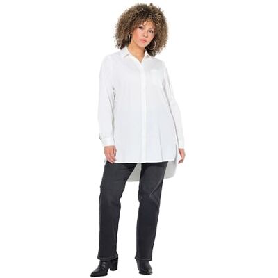 Ulla Popken Femme Grandes Tailles Chemisier Long avec Bandes Fantaisie, col Chemise et décolleté en V, Manches Longues - Publicité Ulla Popken Femme Grandes Tailles Chemisier Long avec Bandes Fantaisie, col Chemise et décolleté en V, Manches Longues - Publicité