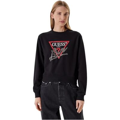 Guess Sweat-shirt pour femme, design logo triangulaire avec strass, noir, Noir , M - Publicité Guess Sweat-shirt pour femme, design logo triangulaire avec strass, noir, Noir , M - Publicité