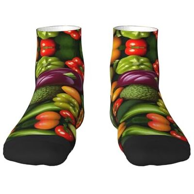 FRESQA Chaussettes de sport polyvalentes avec imprimé légumes et fruits pour une tenue décontractée et sportive, parfaites pour les tailles de pied 36 à 45, Légumes fruits, taille unique - Publicité FRESQA Chaussettes de sport polyvalentes avec imprimé légumes et fruits pour une tenue décontractée et sportive, parfaites pour les tailles de pied 36 à 45, Légumes fruits, taille unique - Publicité