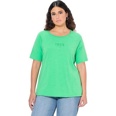 Ulla Popken T-Shirt pour Femme, rayé, col Rond, Manches mi-Longues, Bords Ouverts, Vert Menthe, 54-56 - Publicité Ulla Popken T-Shirt pour Femme, rayé, col Rond, Manches mi-Longues, Bords Ouverts, Vert Menthe, 54-56 - Publicité