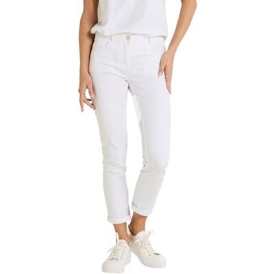 Grain de Malice Jean Raccourci Tokyo R01 Femme Blanc cassé Blanc Taille 38 - Publicité Grain de Malice Jean Raccourci Tokyo R01 Femme Blanc cassé Blanc Taille 38 - Publicité