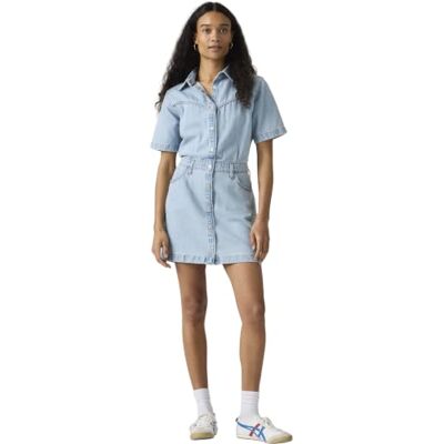Levis Levi’s Femme Robe Denim Logan Western en Coton avec Boutons, Bleu (Blasted Stone Dress), M - Publicité Levis Levi’s Femme Robe Denim Logan Western en Coton avec Boutons, Bleu (Blasted Stone Dress), M - Publicité