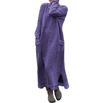 Minetom Femmes Pull Robe Col Rond Solide Couleur Chandail À Manches Longues Lâche Pullover Maxi Dress Long Hiver Robe - Publicité Minetom Femmes Pull Robe Col Rond Solide Couleur Chandail À Manches Longues Lâche Pullover Maxi Dress Long Hiver Robe - Publicité