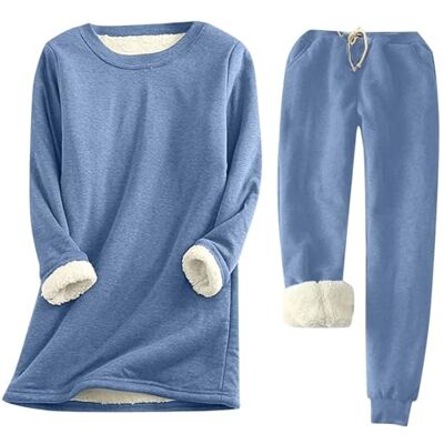 HICItro Ensemble de pyjama chaud pour femme avec doublure en polaire, manches longues, col rond, pull épais, taille haute, vêtement de détente, 16_Bleu, 4X-Large - Publicité HICItro Ensemble de pyjama chaud pour femme avec doublure en polaire, manches longues, col rond, pull épais, taille haute, vêtement de détente, 16_Bleu, 4X-Large - Publicité