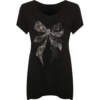 WearAll T-Shirt Top Longue Ourlet Mouchoir Imprimé Dentelles et Arc en Clouté á Manches Courts Hauts Femmes Tailles 42-56 - Publicité WearAll T-Shirt Top Longue Ourlet Mouchoir Imprimé Dentelles et Arc en Clouté á Manches Courts Hauts Femmes Tailles 42-56 - Publicité