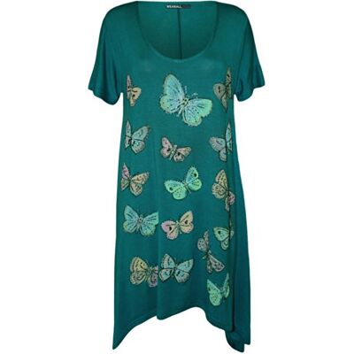WearAll Grande Taille Papillon imprimé Mouchoir Ourlet irrégulier t-Shirt Top à Manches Courts Hauts Femmes Tailles 42 à 56 - Publicité WearAll Grande Taille Papillon imprimé Mouchoir Ourlet irrégulier t-Shirt Top à Manches Courts Hauts Femmes Tailles 42 à 56 - Publicité
