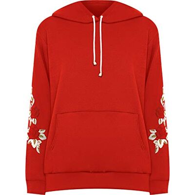 WearAll Femmes Plus Floral Brodé Poche Poche Longue Manche Sweat-Shirt Dames Capuche 44-56 - Publicité WearAll Femmes Plus Floral Brodé Poche Poche Longue Manche Sweat-Shirt Dames Capuche 44-56 - Publicité