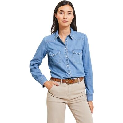 Grain de Malice Chemise en Jean Femme Bleu Light Stone Taille 46 - Publicité Grain de Malice Chemise en Jean Femme Bleu Light Stone Taille 46 - Publicité