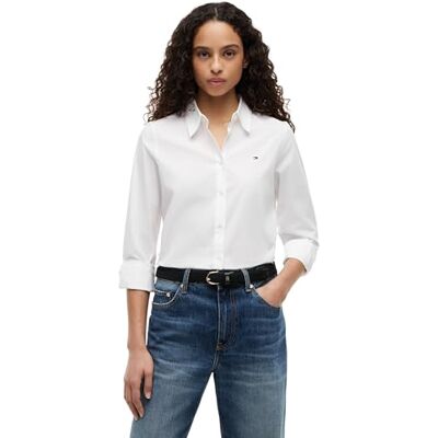Tommy Hilfiger Chemise Femme en Coton, Blanc (Th Optic White), 36 - Publicité Tommy Hilfiger Chemise Femme en Coton, Blanc (Th Optic White), 36 - Publicité