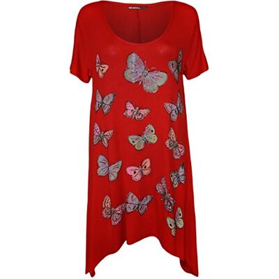WearAll Grande Taille Papillon imprimé Mouchoir Ourlet irrégulier t-Shirt Top à Manches Courts Hauts Femmes Tailles 42 à 56 - Publicité WearAll Grande Taille Papillon imprimé Mouchoir Ourlet irrégulier t-Shirt Top à Manches Courts Hauts Femmes Tailles 42 à 56 - Publicité