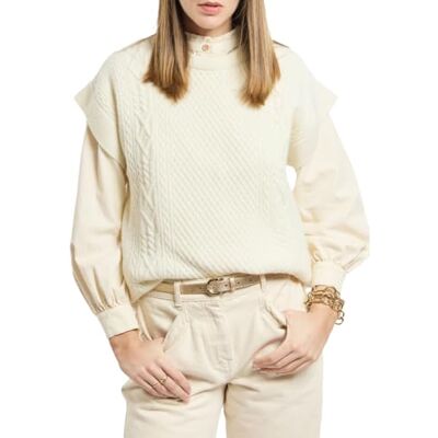Armor Lux Pull Torsades sans Manche en Laine - Publicité Armor Lux Pull Torsades sans Manche en Laine - Publicité
