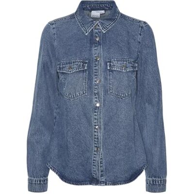 Vero Moda Femme Vmjennie Ls Shirt Mix Noos Chemise en Denim, Denim Bleu Médium, XS EU - Publicité Vero Moda Femme Vmjennie Ls Shirt Mix Noos Chemise en Denim, Denim Bleu Médium, XS EU - Publicité