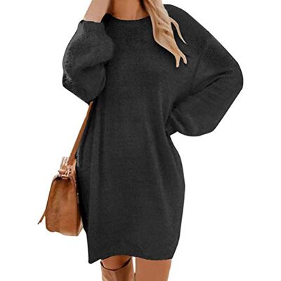 ORANDESIGNE Femmes Chandail Robe Mini Elegant Pull Manche Longue Loose Solide Sweater Tunique Oversize Tricot Chemisier Mode Automne Hiver Tops Noir 38 - Publicité ORANDESIGNE Femmes Chandail Robe Mini Elegant Pull Manche Longue Loose Solide Sweater Tunique Oversize Tricot Chemisier Mode Automne Hiver Tops Noir 38 - Publicité