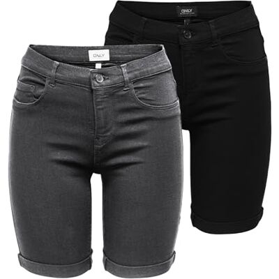 Only Onlrain Short en jean pour femme, taille moyenne, coupe ajustée, D : denim gris foncé/noir, XL - Publicité Only Onlrain Short en jean pour femme, taille moyenne, coupe ajustée, D : denim gris foncé/noir, XL - Publicité