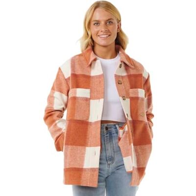 Rip Curl Veste chemise à carreaux pour femme, Rouille foncée., S - Publicité Rip Curl Veste chemise à carreaux pour femme, Rouille foncée., S - Publicité