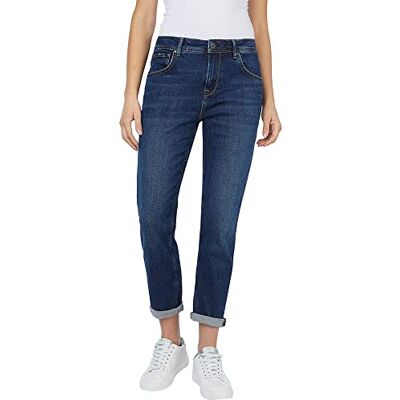 Pepe Jeans London Violet Femme Jean Coupe détendue et fuselée, Taille Haute Denim Extensible, Denim Bleu foncé Moyen Wiser Wash - Publicité Pepe Jeans London Violet Femme Jean Coupe détendue et fuselée, Taille Haute Denim Extensible, Denim Bleu foncé Moyen Wiser Wash - Publicité