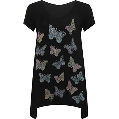 WearAll Grande Taille Papillon imprimé Mouchoir Ourlet irrégulier t-Shirt Top à Manches Courts Hauts Femmes Tailles 42 à 56 - Publicité WearAll Grande Taille Papillon imprimé Mouchoir Ourlet irrégulier t-Shirt Top à Manches Courts Hauts Femmes Tailles 42 à 56 - Publicité