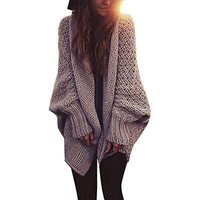Minetom Femme Automne Casual Gilet Tricotage Pullover Oversize Manches Longues Bonnetterie Cardigan Kimono Coat Veste Outwear (Onesize(FR34-46), Kaki) - Publicité Minetom Femme Automne Casual Gilet Tricotage Pullover Oversize Manches Longues Bonnetterie Cardigan Kimono Coat Veste Outwear (Onesize(FR34-46), Kaki) - Publicité