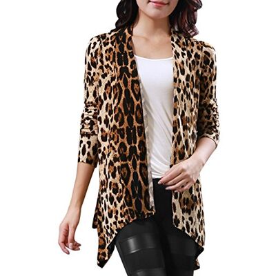 Allegra K Cardigan Femme Manches Longues Ouvert Avant Imprimé Léopard Café beige S - Publicité Allegra K Cardigan Femme Manches Longues Ouvert Avant Imprimé Léopard Café beige S - Publicité