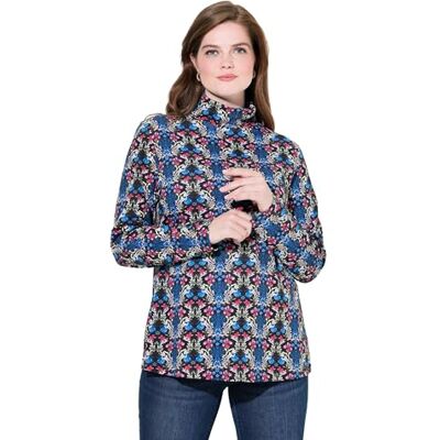 Ulla Popken Femme Grandes Tailles T-Shirt à col roulé et Manches Longues, imprimé Floral - Publicité Ulla Popken Femme Grandes Tailles T-Shirt à col roulé et Manches Longues, imprimé Floral - Publicité