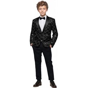 PYJTRL garçons Paillettes Costume Brillant Ensemble Taille 4 pièces Motif rhombique Tenue Formelle pour Les fêtes de Mariage 5-16Y,Black,14Y - Publicité PYJTRL garçons Paillettes Costume Brillant Ensemble Taille 4 pièces Motif rhombique Tenue Formelle pour Les fêtes de Mariage 5-16Y,Black,14Y - Publicité