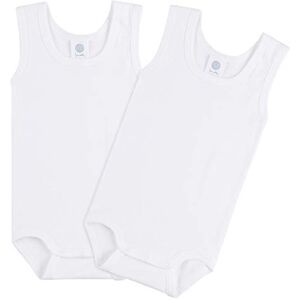 Sanetta Lot de 2 bodies pour bébé unisexe sans manches en coton biologique Blanc 4 ans - Publicité Sanetta Lot de 2 bodies pour bébé unisexe sans manches en coton biologique Blanc 4 ans - Publicité