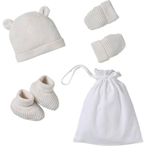 Vertbaudet Ensemble bonnet, moufles et chaussons en coton bio et son pochon écru PREMA(40/45) - Publicité Vertbaudet Ensemble bonnet, moufles et chaussons en coton bio et son pochon écru PREMA(40/45) - Publicité