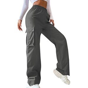 Generic Pantalon Cargo Femme Y2K Coton Baggy Pantalon Multi-Poches Taille Haute Ajustable Cordon Fille Pantalon Streetwear Décontractés Sportive Hip-hop Hiver Loose Trousers Pas Cher - Publicité