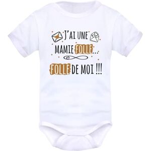 IDYLEA Body naissance il est fou... fou de moi » – Cadeau bébé Noël Cadeau nouveau-né mixte - 3-6 mois, MAMIE MANCHES COURTES - Publicité IDYLEA Body naissance il est fou... fou de moi » – Cadeau bébé Noël Cadeau nouveau-né mixte - 3-6 mois, MAMIE MANCHES COURTES - Publicité