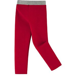 Ugitopi Filles Hiver Épais Chaud Long Pantalon Polaire Doublé Leggings Thermique Coton Leggings (Red 130) - Publicité