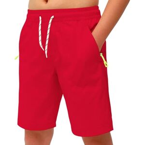 MEILONGER Short d'été pour garçon Style décontracté Coupe classique Avec bretelles Avec poches zippées, 25001 rouge, 164 - Publicité MEILONGER Short d'été pour garçon Style décontracté Coupe classique Avec bretelles Avec poches zippées, 25001 rouge, 164 - Publicité