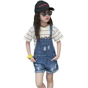 KIDSCOOL SPACE Filles Grandes Salopettes Jeans D'Été Déchiré Salopette Courte, Bleu Clair, 8-9 Ans - Publicité KIDSCOOL SPACE Filles Grandes Salopettes Jeans D'Été Déchiré Salopette Courte, Bleu Clair, 8-9 Ans - Publicité