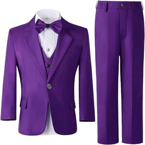 Leader of the Beauty Ensemble de costume de mariage pour garçon 3 pièces Coupe ajustée avec veste de smoking boutonnée, pantalon et gilet, violet, 16 ans - Publicité Leader of the Beauty Ensemble de costume de mariage pour garçon 3 pièces Coupe ajustée avec veste de smoking boutonnée, pantalon et gilet, violet, 16 ans - Publicité