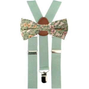 DB Dickie Bow Ensemble nœud papillon et bretelles en coton pour enfants garçons, Nœud papillon floral vert, crème et jaune et bretelles sauge en eucalyptus/sauge, Bow Tie: Length 10cm, width 5cm - Publicité DB Dickie Bow Ensemble nœud papillon et bretelles en coton pour enfants garçons, Nœud papillon floral vert, crème et jaune et bretelles sauge en eucalyptus/sauge, Bow Tie: Length 10cm, width 5cm - Publicité