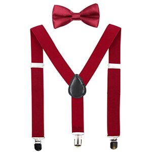HANERDUN Bretelles pour Enfants Nœud Papillon Ensembles Bretelles Ajustables en Y avec Variété Couleurs Rouge Foncé Taille Unique - Publicité HANERDUN Bretelles pour Enfants Nœud Papillon Ensembles Bretelles Ajustables en Y avec Variété Couleurs Rouge Foncé Taille Unique - Publicité