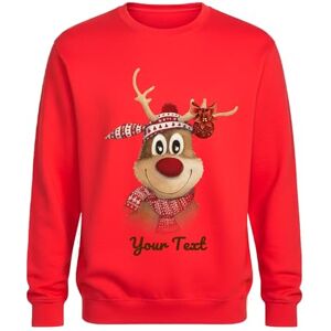 JOPHY & CO. Sweat de Noël personnalisable unisexe, modèle de Noël col rond manches longues, cadeau pour famille femme homme enfants (cod. 8611), Echarpe rouge renne, 8 ans - Publicité JOPHY & CO. Sweat de Noël personnalisable unisexe, modèle de Noël col rond manches longues, cadeau pour famille femme homme enfants (cod. 8611), Echarpe rouge renne, 8 ans - Publicité