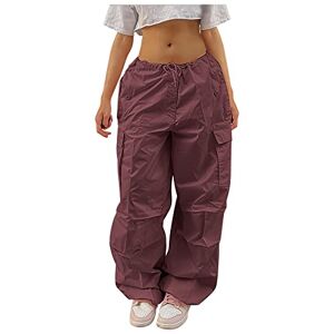 Générique Pantalon Cargo Femme Baggy y2k Parachute Pants Fille Cargo Pants Taille Haute Streetwear Gothique - Publicité