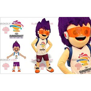 SPOTSOUND Mascotte Futuriste pour garçon Redbrokoly avec cheveux violets - Publicité