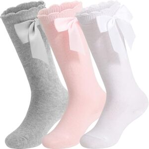 DRESHOW Chaussettes Hautes Pour Bébé Fille Avec Nœud Habillées en Coton Pour Tout-petit, 1-3 Ans, 3 Paires Knee High Socks: Bow 17A-01 - Publicité DRESHOW Chaussettes Hautes Pour Bébé Fille Avec Nœud Habillées en Coton Pour Tout-petit, 1-3 Ans, 3 Paires Knee High Socks: Bow 17A-01 - Publicité