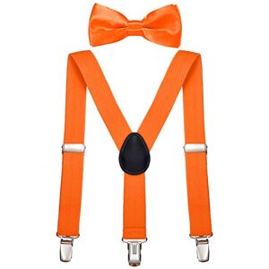 DonDon Ensemble Bretelles et noeud papillon garçon orange élastique et longueur ajustable pour enfants de 1 à 8 ans - Publicité DonDon Ensemble Bretelles et noeud papillon garçon orange élastique et longueur ajustable pour enfants de 1 à 8 ans - Publicité